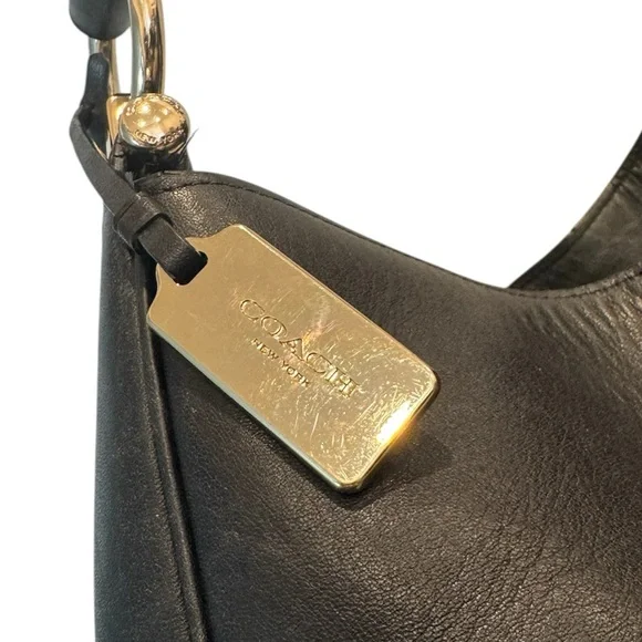 Coach Nomad Black Leather Hobo Bag with Gold Accents - Picture 9 of 13